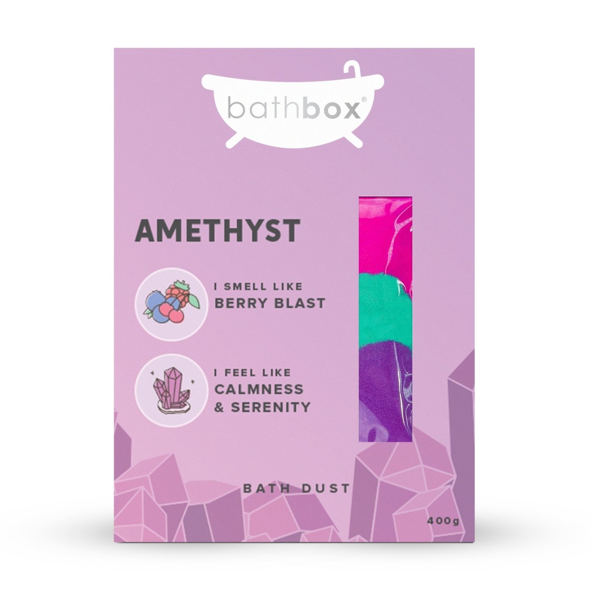 Amethyst Bath Dust for Kids & Adults - Colourful Glitters & Berry Blast Fragrance - Made in Australia by Bath Box