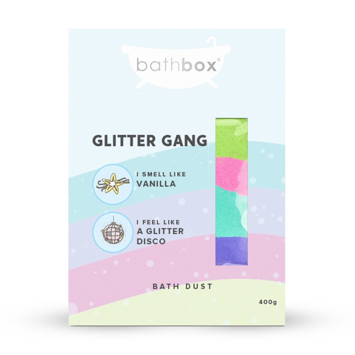 Glitter Gang Bath Dust for Kids & Adults - Colourful Glitters & Vanilla Fragrance - Made in Australia by Bath Box