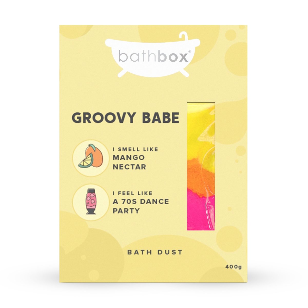 Groovy Babe Bath Dust for Kids & Adults - Colourful Glitters & Mango Nectar Fragrance - Made in Australia by Bath Box