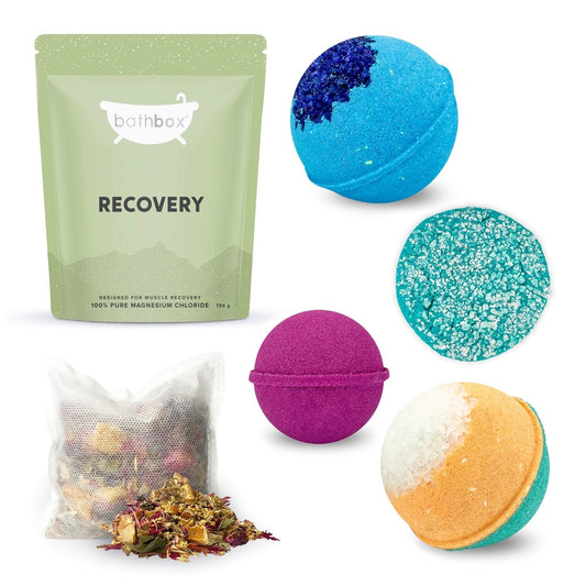 Muscle Relief Bath Gift Bundle - Recovery Epsom Bath Salts, Magnesium Sulphate Soaks & Bath Bombs by Bath Box Australia