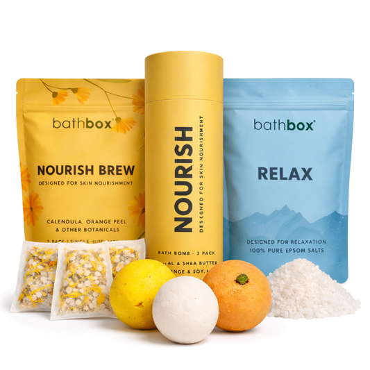 Nourish Starter Bath Gift Set - Bath Bombs, Salts & Soaks Bundle