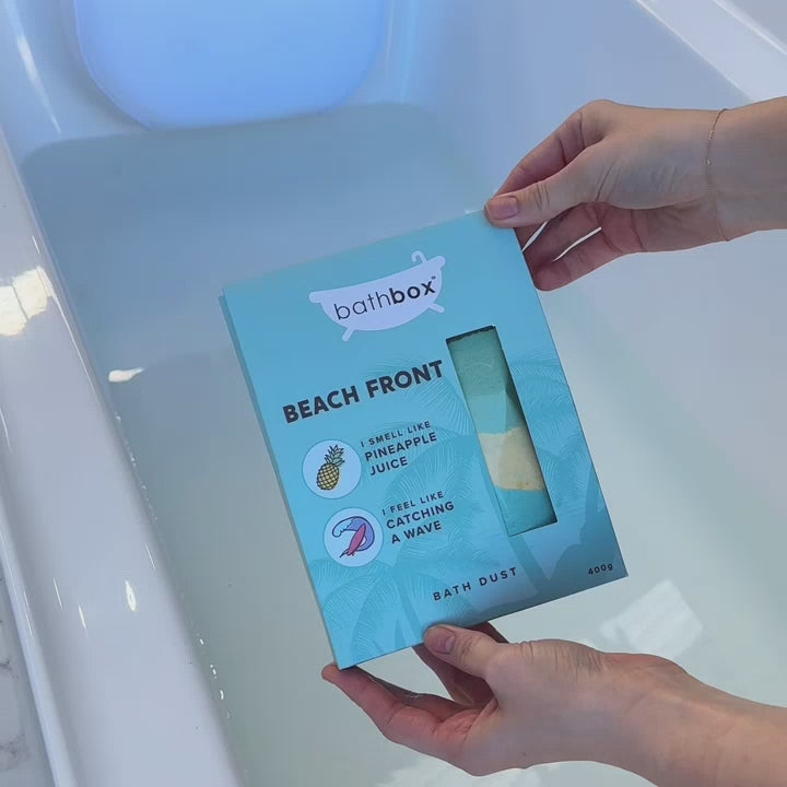 Beachfront Bath Dust for Kids & Adults - Colourful Glitters & Pineapple Juice Fragrance - Made in Australia by Bath Box