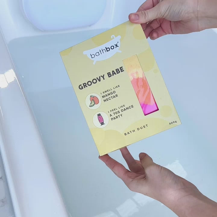 Groovy Babe Bath Dust for Kids & Adults - Colourful Glitters & Mango Nectar Fragrance - Made in Australia by Bath Box