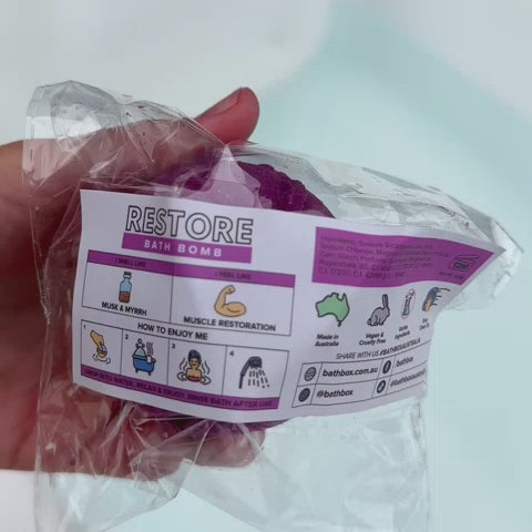 Restore Bath Bomb for Kids & Adults - Aromatherapy Benefits & Epsom Salts to Soothe Muscles - Made in Australia by Bath Box