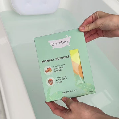 Monkey Business Bath Dust for Kids & Adults - Colourful Glitters & Banana Bread Fragrance - Made in Australia by Bath Box