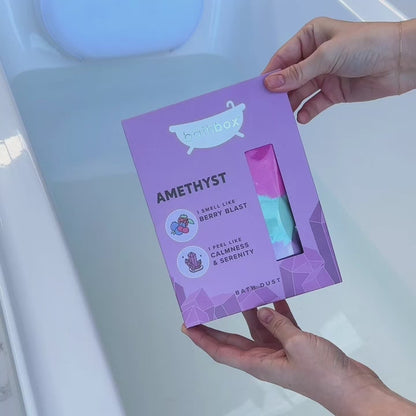 Amethyst Bath Dust for Kids & Adults - Colourful Glitters & Berry Blast Fragrance - Made in Australia by Bath Box