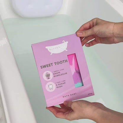 Sweet Tooth Bath Dust for Kids & Adults - Colourful Glitters & Grape Bubblegum Fragrance - Made in Australia by Bath Box