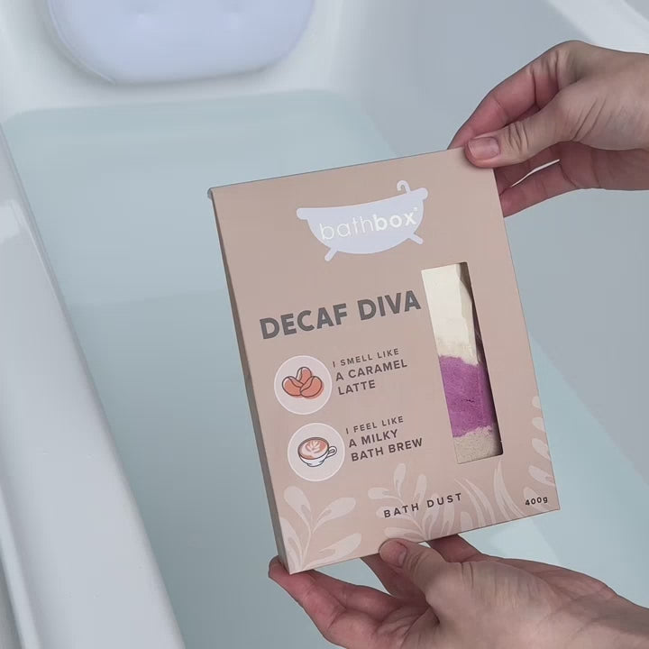 Decaf Diva Bath Dust for Kids & Adults - Colourful Glitters & Caramel Latte Fragrance - Made in Australia by Bath Box