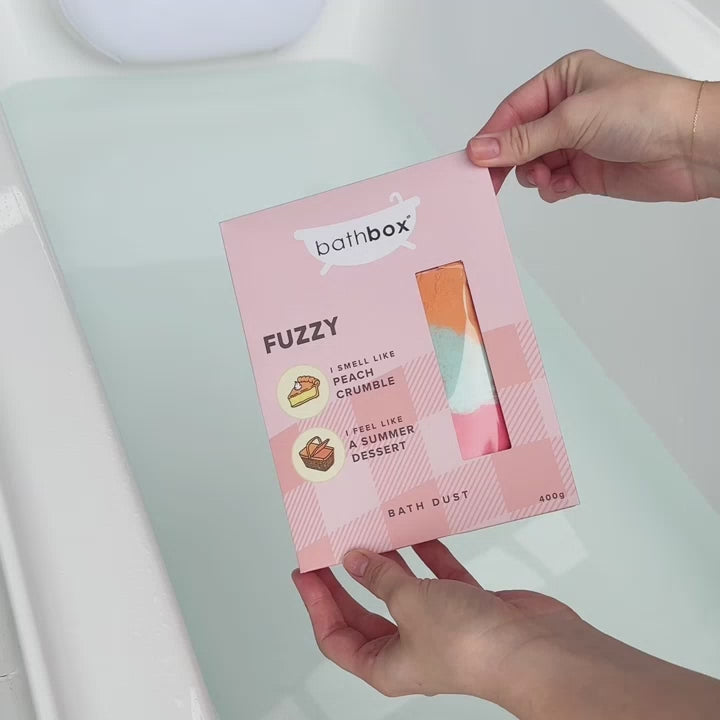 Fuzzy Bath Dust for Kids & Adults - Colourful Glitters & Peach Crumble Fragrance - Made in Australia by Bath Box