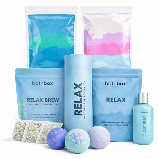 Relax Complete Bath Gift Set - Bath Bombs, Salts, Soaks & Bubble Bath Bundle