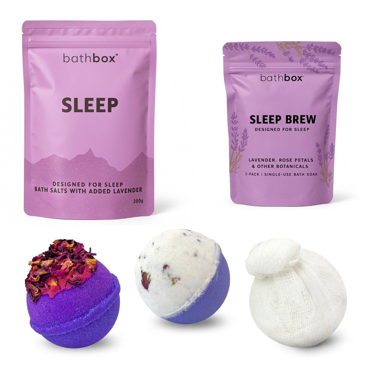 Sleep Bath Gift Set Bundle - Bath Bombs, Salts & Soaks by Bath Box Australia