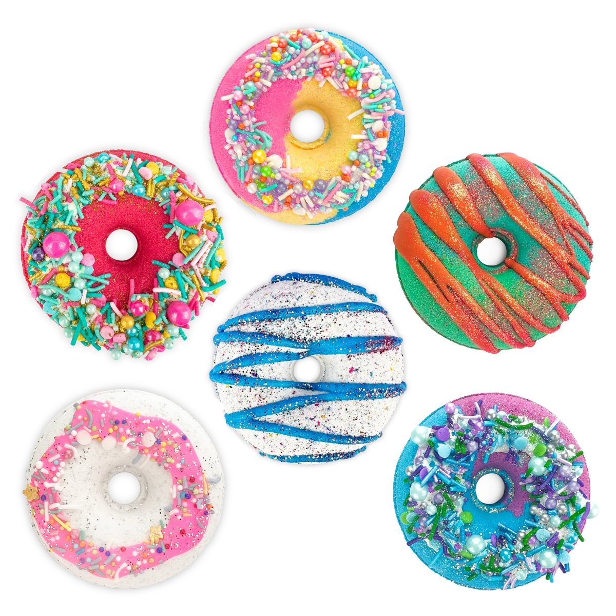 6-Pack Bath Gift Set of Large Colourful Donut Bath Bombs With Sprinkles - Made in Australia by Bath Box