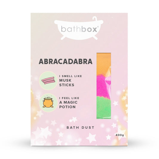 Abracadabra Bath Dust for Kids & Adults - Colourful Glitters & Musk Sticks Fragrance - Made in Australia by Bath Box