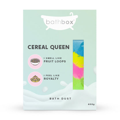 Cereal Queen Bath Dust for Kids & Adults - Colourful Glitters & Fruit Loops Fragrance - Made in Australia by Bath Box