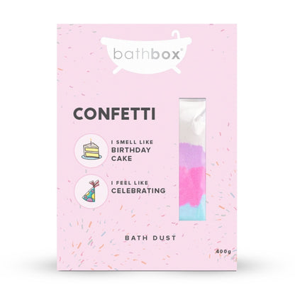 Confetti Bath Dust for Kids & Adults - Colourful Glitters & Birthday Cake Fragrance - Made in Australia by Bath Box