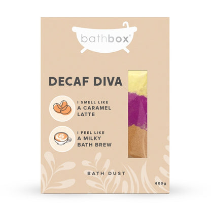 Decaf Diva Bath Dust for Kids & Adults - Colourful Glitters & Caramel Latte Fragrance - Made in Australia by Bath Box