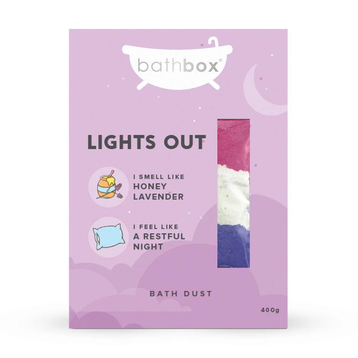 Lights Out Bath Dust for Kids & Adults - Colourful Glitters & Lavender Fragrance - Made in Australia by Bath Box