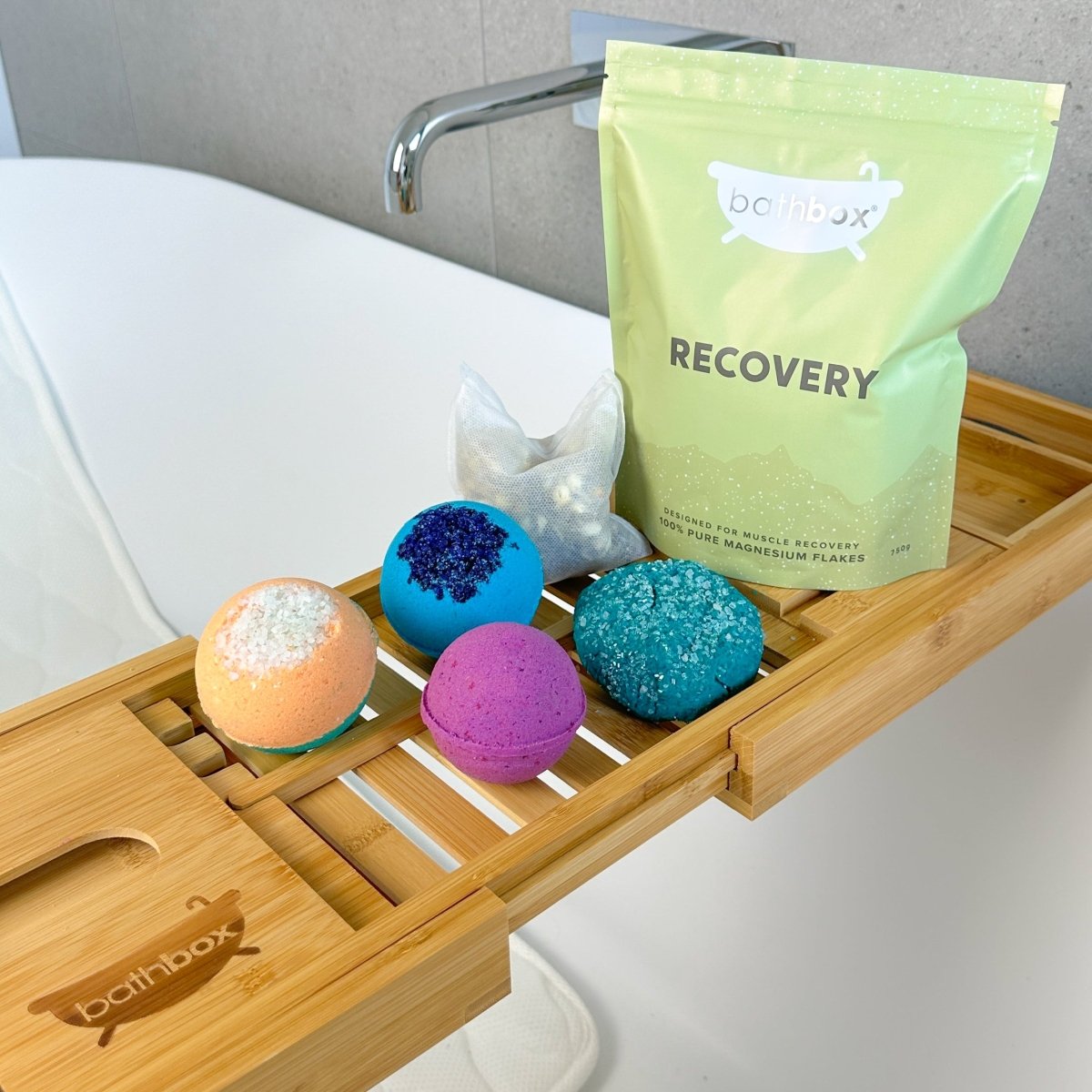 Muscle Relief & Recovery Bath Gift Set - Bath Bombs, Salts, Soaks & Pillow by Bath Box Australia