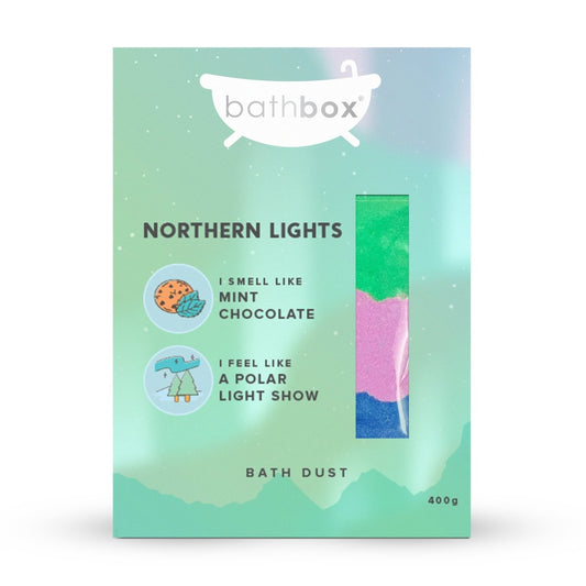 Northern Lights Bath Dust for Kids & Adults - Colourful Glitters & Mint Chocolate Fragrance - Made in Australia by Bath Box