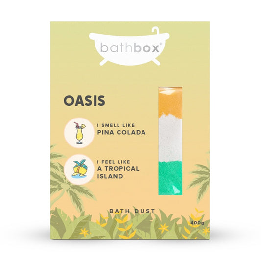 Oasis Bath Dust for Kids & Adults - Colourful Glitters & Pina Colada Fragrance - Made in Australia by Bath Box