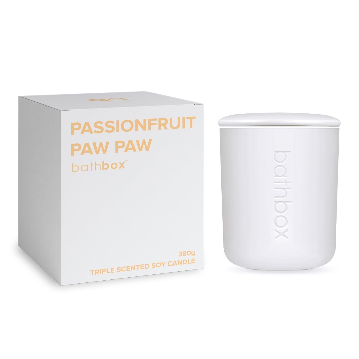 Passionfruit Paw Paw Candle - Natural Soy Wax, Large Triple Scented, Strong Double Wick Candle by Bath Box Australia