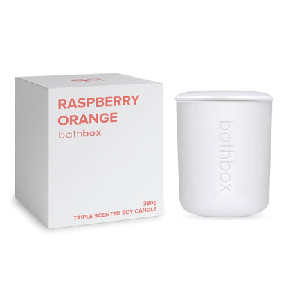 Raspberry Orange Candle - Natural Soy Wax, Large Triple Scented, Strong Double Wick Candle by Bath Box Australia