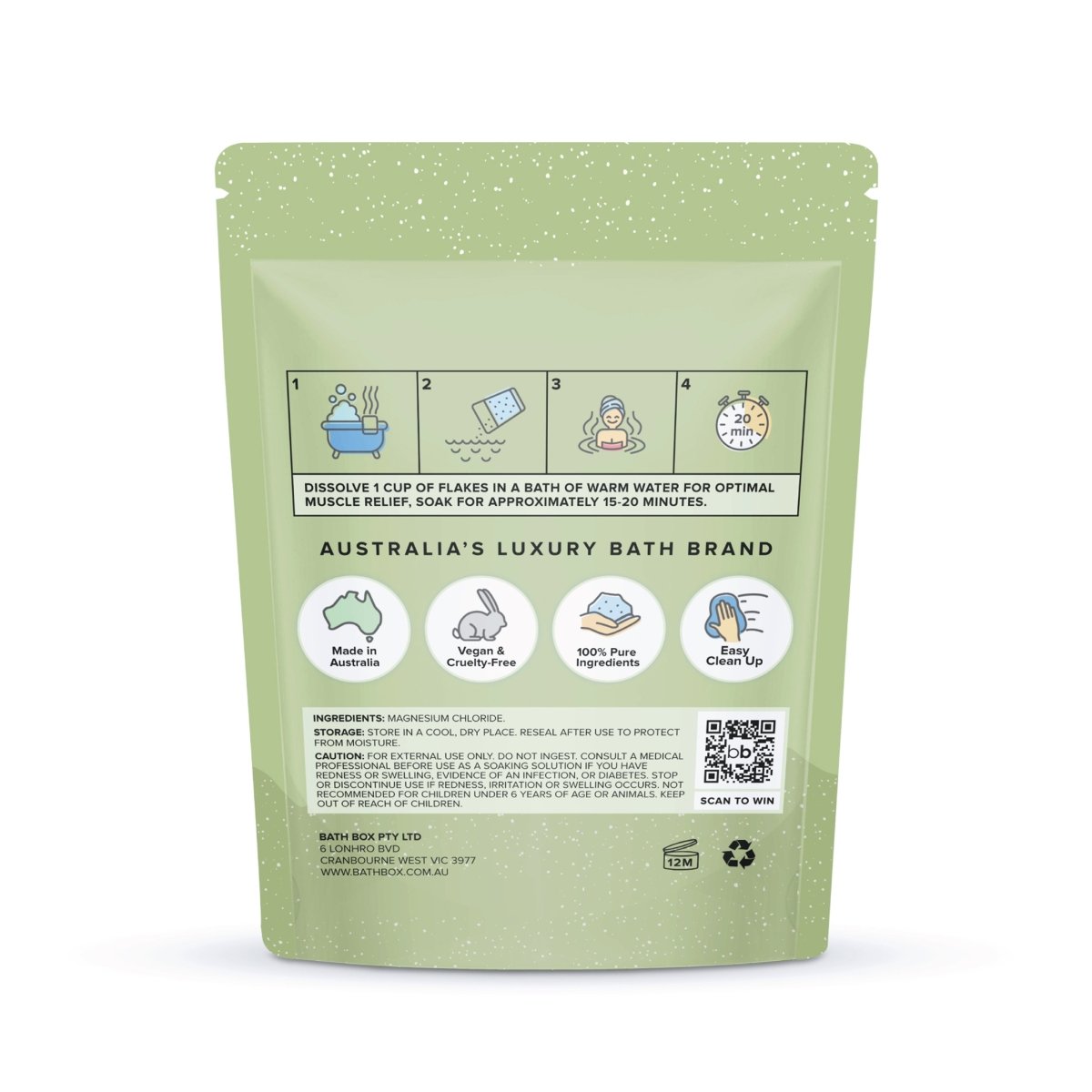 Recovery Bath Salts - Magnesium Chloride Flakes Soak Plus Epsom Salts - Bath Box Australia