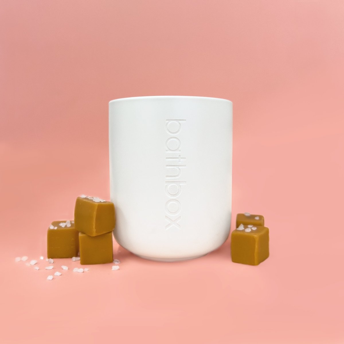 Salted Caramel Candle - Natural Soy Wax, Large Triple Scented, Strong Double Wick Candle by Bath Box Australia
