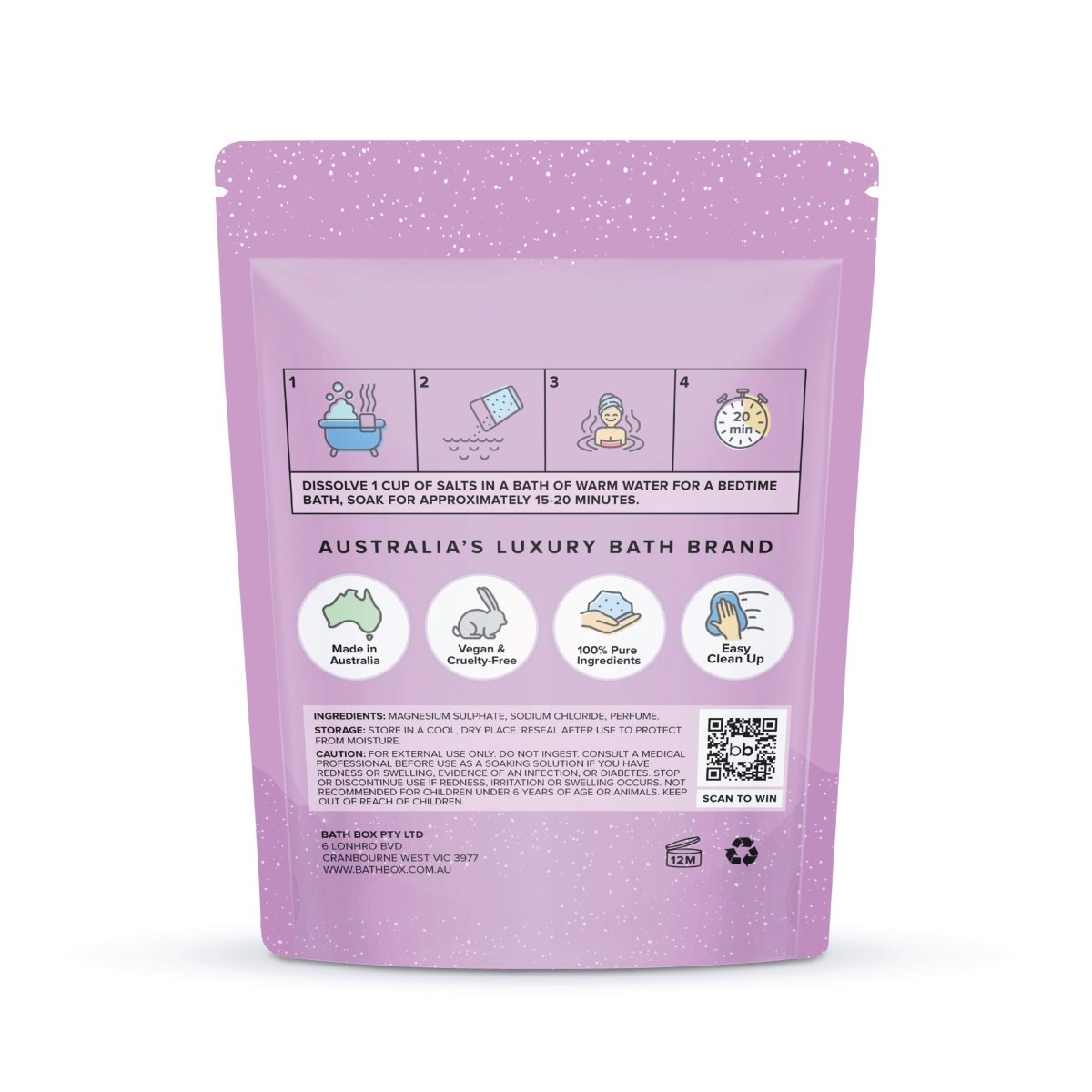 Sleep Bath Salts Soak - Lavender Epsom Magnesium Sulphate & Sodium Chloride - Bath Box Australia