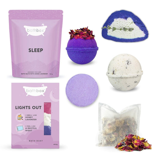 Bedtime Sleep Bath Gift Set - Bubble Bar, Bath Bombs, Salts & Soaks, Shower Steamer - Bath Box Australia