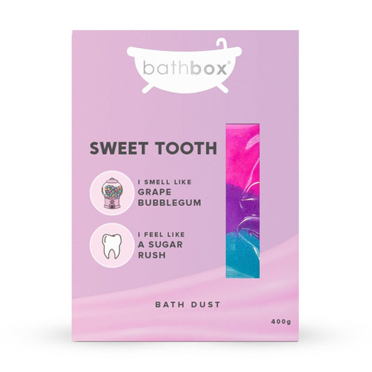 Sweet Tooth Bath Dust for Kids & Adults - Colourful Glitters & Grape Bubblegum Fragrance - Made in Australia by Bath Box