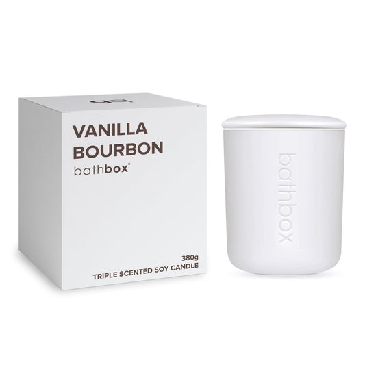 Vanilla Bourbon Candle - Natural Soy Wax, Large Triple Scented, Strong Double Wick Candle by Bath Box Australia